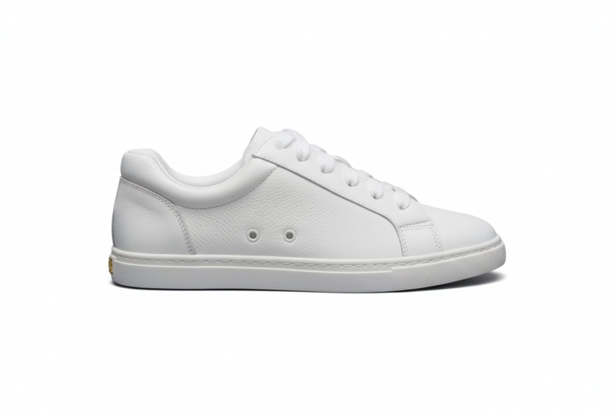Sneaker ecopelle bianca ATACA Gabriel Vortex con suola bianca in gomma, dettagli oro e design leggero, comfort totale, Wish Dance Shop