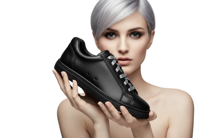 Sneaker ecopelle nera Wish Dance Shop ATACA Black Mamba Vortex con suola in gomma e resina, dettagli argento e design leggero.
