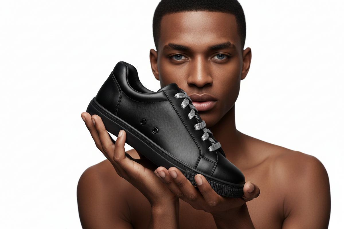 Sneaker ecopelle nera Wish Dance Shop ATACA Black Mamba Vortex con suola in gomma, dettagli argento e design leggero e flessibile.
