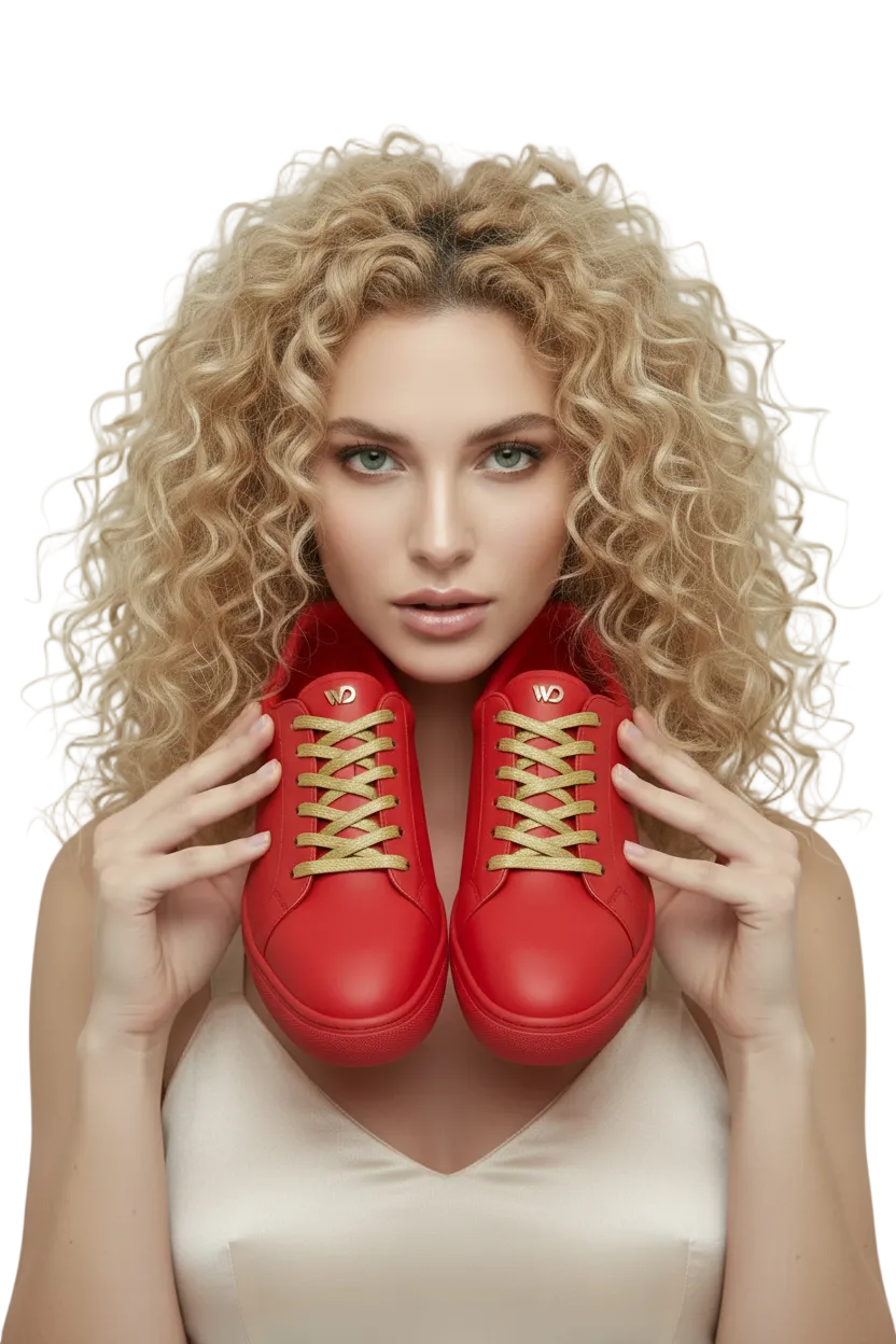 Sneaker ecopelle rossa ATACA Mercury Vortex con suola in gomma rossa, dettagli oro e design confortevole, stile sportivo e moderno