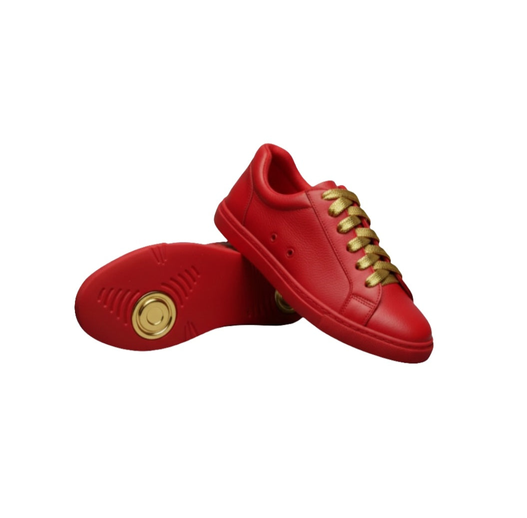Sneaker ecopelle rossa ATACA Mercury Vortex con suola in gomma e resina, dettaglio oro, stile comodo e flessibile, donna.