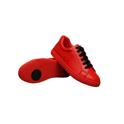 Sneaker ecopelle rossa ATACA Red Flame Vortex con suola rossa in gomma e resina, dettagli neri e design comfort leggera.