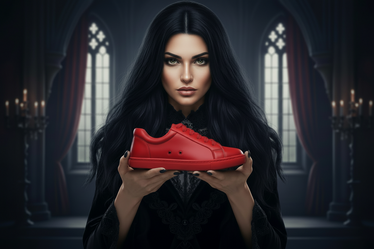 Sneaker ecopelle rossa ATACA Red Flame Vortex con suola rossa in gomma e resina, dettagli neri, comfort e flessibilità, marca Wish Dance Shop