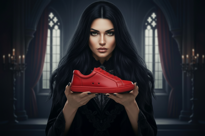 Sneaker ecopelle rossa ATACA Red Flame Vortex con suola rossa in gomma e resina, dettagli neri, comfort e flessibilità, marca Wish Dance Shop