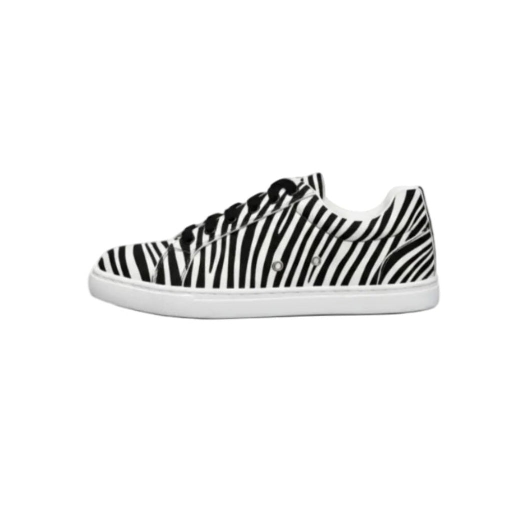 Sneaker Wish Dance Shop ATACA Zebry White Vortex in tessuto zebrato vegan, suola bianca in gomma e resina, dettagli neri pivot