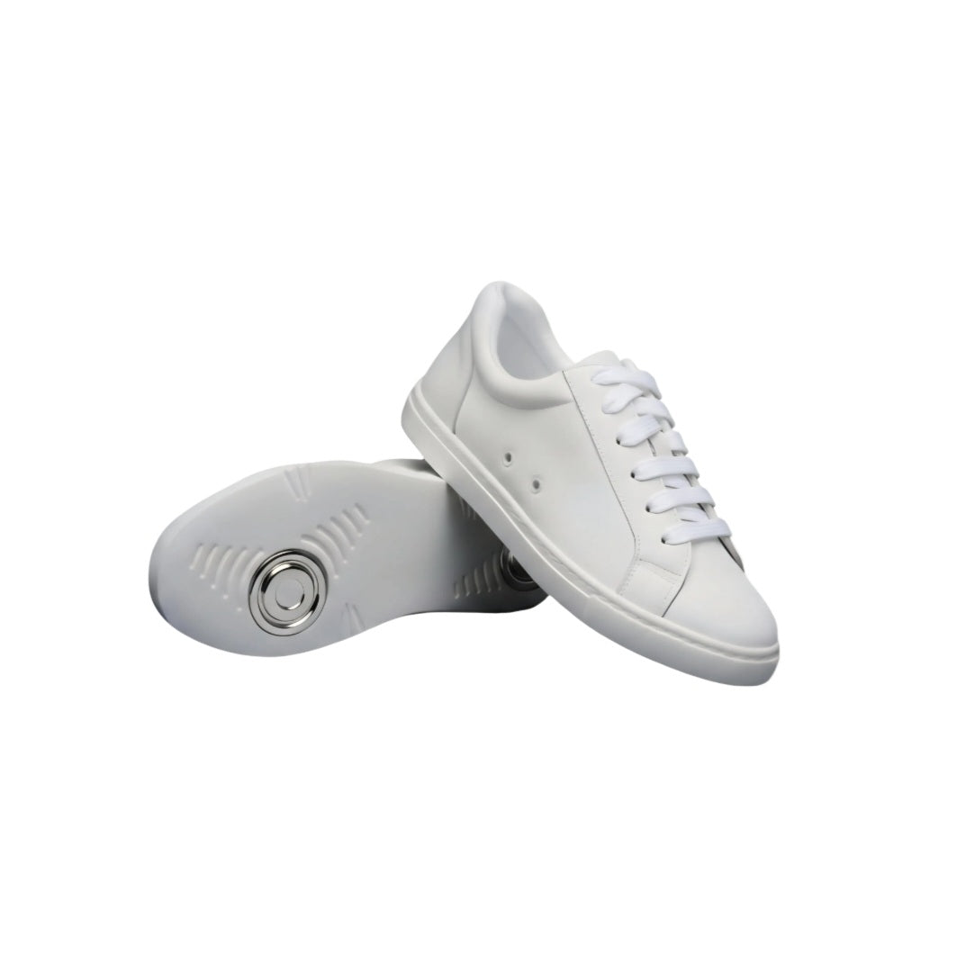 Sneaker ecopelle bianca Uriel Vortex Wish Dance con suola in gomma e resina, dettagli argento e design confortevole.