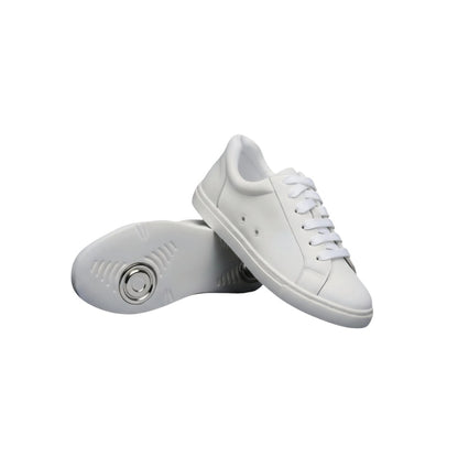 Sneaker ecopelle bianca Uriel Vortex Wish Dance con suola in gomma e resina, dettagli argento e design confortevole.