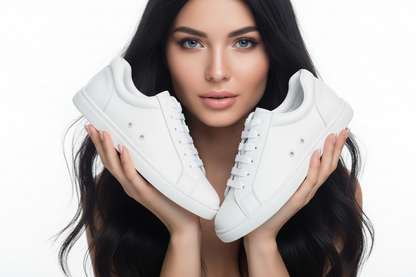 Scarpa sneaker ecopelle bianca ATACA Uriel Vortex Wish Dance Shop con suola bianca, dettagli in argento e design comodo e flessibile