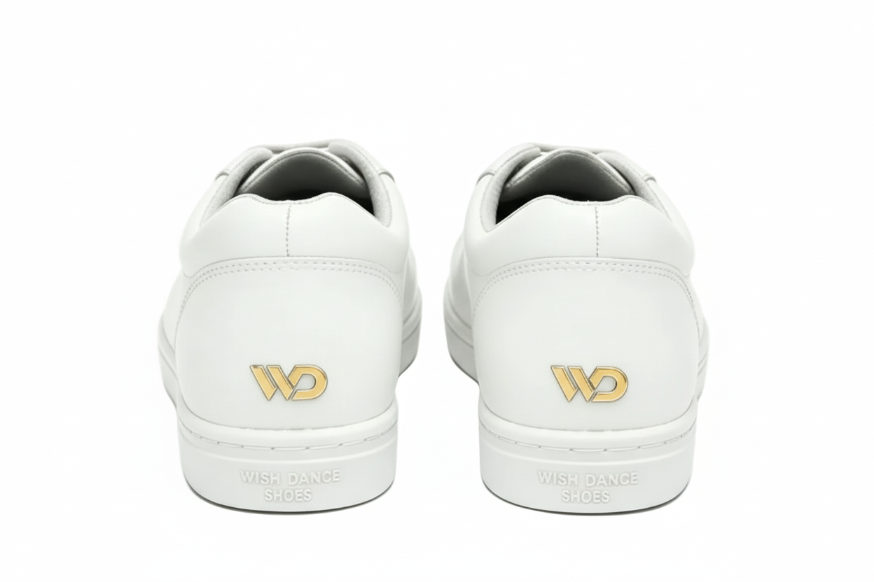 Sneaker ecopelle bianca Gabriel Vortex ATACA Wish Dance Shop, comfort light flex suola in gomma e resina, dettagli oro pivot.