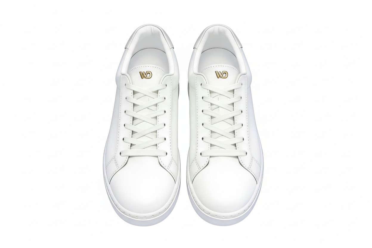 Sneaker ecopelle bianca ATACA Gabriel Vortex Wish Dance con suola bianca, dettaglio oro e suola in gomma e resina, stile comfort.