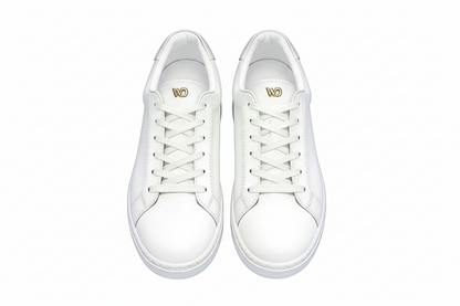 Sneaker ecopelle bianca ATACA Gabriel Vortex Wish Dance con suola bianca, dettaglio oro e suola in gomma e resina, stile comfort.