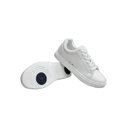 Sneaker ecopelle bianca Suprema White Black Vortex (FCE) con suola in gomma e resina, dettaglio nero e design leggero e flessibile.