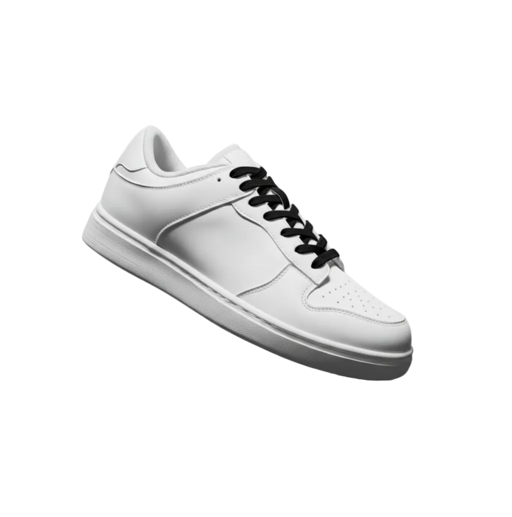 Sneaker ecopelle vegan ODINO L0702FCE con suola bianca, dettagli in gomma e resina, cerchi neri, marca Wish Dance Shop