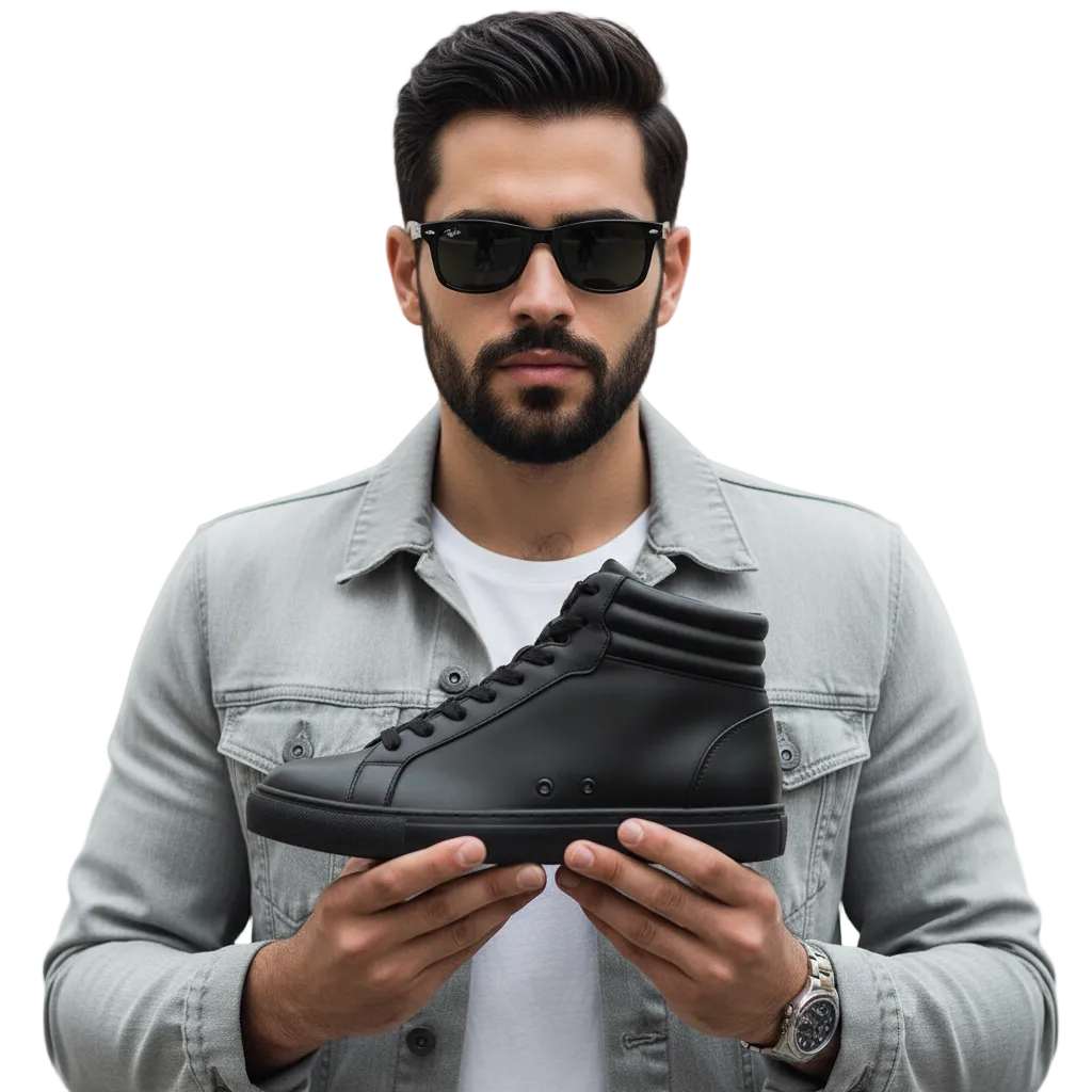 Sneaker GERO Mefisto Black Vortex Wish Dance in ecopelle nera, con suola in gomma e resina, dettagli rossi e design alto collar
