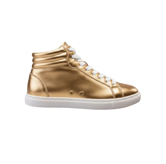Sneaker GERO Noah Gold Vortex Wish Dance Shop con collo alto, ecopelle oro, suola bianca, design pivot e comfort leggero.
