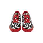 Carica immagine nella Galleria, Sneaker Wish Dance Shop ATACA Zebry Red Gold Vortex in tessuto zebrato vegan con suola rossa in gomma e resina, dettagli oro.
