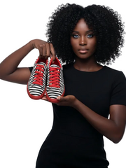 Carica immagine nella Galleria, ATACA Zebry Red Gold Vortex (L0700FCE) - Sneaker in Tessuto Zebrato materiale Vegan confort Light Flex Suola Rossa in Gommina e Resina Tecnica Cerchi Oro Pivot