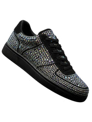 Carica immagine nella Galleria, POSEIDON De Lux Vortex (L0701FCE) - Sneaker in Camoscio Vegan Colore Nero e Swarovski Boreali Suola Nera Gommina e Resina Tecnica Cerchi Neri Pivot