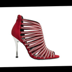 Load image into Gallery viewer, ELSY Plus (LP7) - Sandalo a Tronchetto Da Donna in Morbido Camoscio Rosso Con Swarovski Boreali con Plateau Flex e Tacco Alto a Spillo Largo
