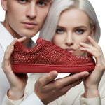 Carica immagine nella Galleria, Sneaker Rubin De Lux Wish Dance Shop in camoscio vegan con Swarovski Boreali, suola rossa in gomma e resina tecnica con cerchi rossi
