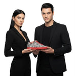 Carica immagine nella Galleria, Sneaker Wish Dance Shop ATACA Zebry Red Gold Vortex in tessuto zebrato vegan, suola rossa in gomma e resina, dettagli oro.
