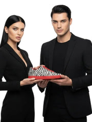 Carica immagine nella Galleria, ATACA Zebry Red Gold Vortex (L0700FCE) - Sneaker in Tessuto Zebrato materiale Vegan confort Light Flex Suola Rossa in Gommina e Resina Tecnica Cerchi Oro Pivot
