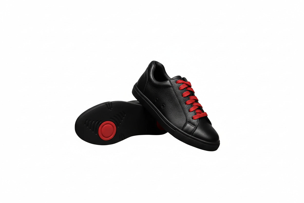 Sneaker ecopelle nera ATACA Black Vortex Wish Dance Shop con suola in gomma e resina, dettagli rossi e design confortevole.