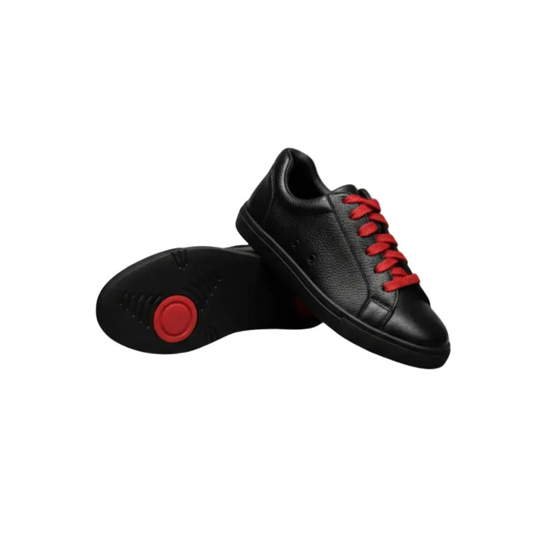 Sneaker ecopelle nera Wish Dance Shop ATACA Black Vortex con suola in gomma e resina, dettagli rossi e design confortevole.