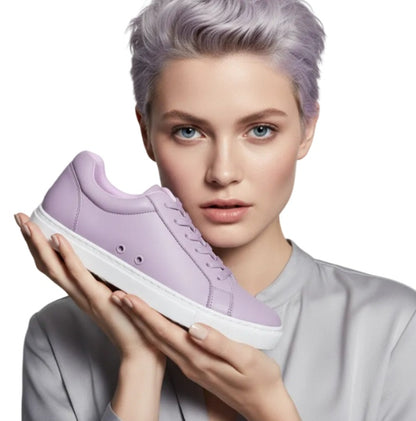 Sneaker ecopelle vegan Lilà Vortex ATACA Lillà con suola bianca in gomma e resina, design comodo e flessibile, dettaglio in lavanda.