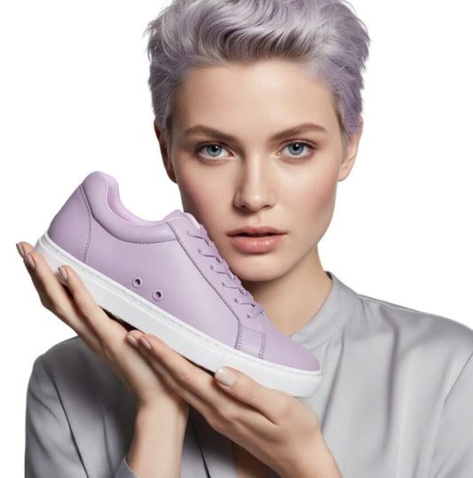 Sneaker ecopelle vegan Lilà Vortex ATACA Lillà con suola bianca in gomma e resina, design comodo e flessibile, dettaglio in lavanda.