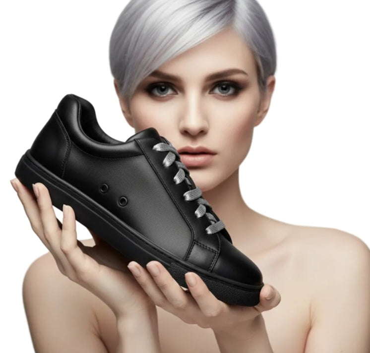 Sneaker ecopelle nera Wish Dance Shop ATACA Black Mamba Vortex con suola in gomma e resina, dettagli argento e design confortevole