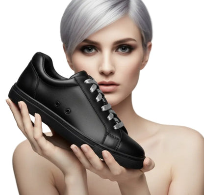 Sneaker ecopelle nera Wish Dance Shop ATACA Black Mamba Vortex con suola in gomma e resina, dettagli argento e design confortevole