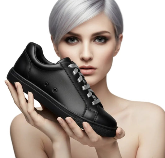 Sneaker ecopelle nera Wish Dance Shop ATACA Black Mamba Vortex con suola in gomma e resina, dettagli argento e design confortevole