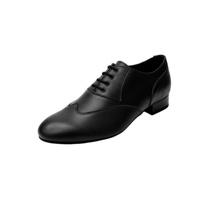 Scarpa stringata a coda di rondine Wish Dance Shop, modello Oxford in pelle nera, dettaglio elegante e classico.