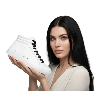 Sneaker bianca GERO White Vortex Wish Dance con suola bianca, dettagli neri e design in ecopelle vegan, comoda e flessibile.