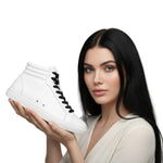 Carica immagine nella Galleria, Sneaker bianca GERO White Vortex Wish Dance con suola bianca, dettagli neri e design in ecopelle vegan, comoda e flessibile.
