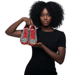 Carica immagine nella Galleria, Sneaker Wish Dance Shop ATACA Zebry Red Gold Vortex in tessuto zebrato, suola rossa in gomma, dettagli oro e resina, stile vegano.
