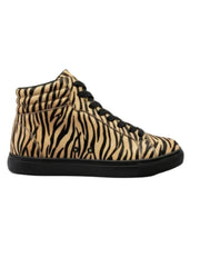 Carica immagine nella Galleria, GERO Tiger Black Gold Vortex (L0703FCE) - Sneaker Collo Alto Disegno Tigre del Bengala Totale materiale Vegan confort Light Flex Suola Nera in Gommina e Resina Tecnica Cerchi Oro Pivot