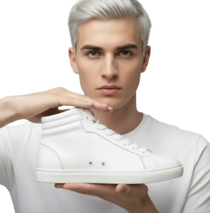 Sneaker bianca GERO White Vortex Wish Dance Shop con suola in gomma e resina, design eco-friendly e comfort leggero, stile alto.