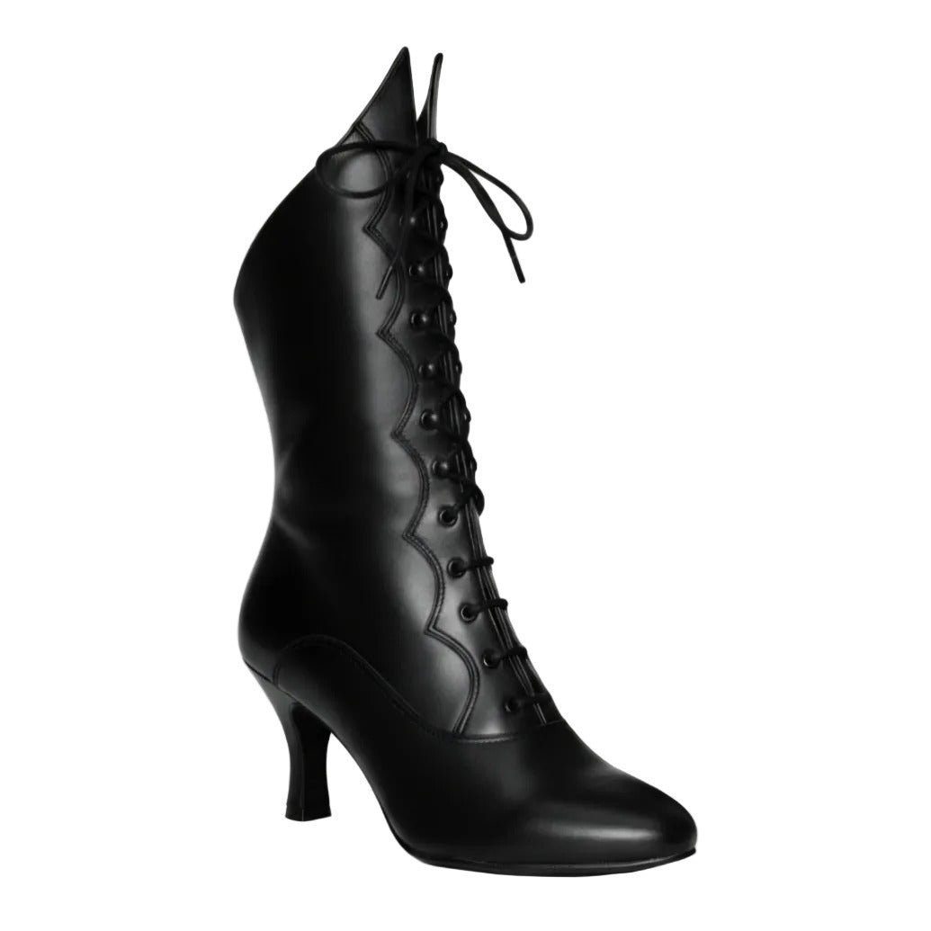 Stivali in pelle nera Wish Dance Shop D-3 Pairè con chiusura anteriore e alamari a stringhe, stile elegante e robusto.