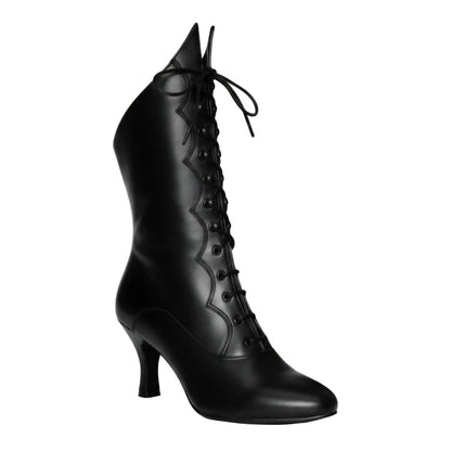 Stivali in pelle nera Wish Dance Shop D-3 Pairè con chiusura anteriore e alamari a stringhe, stile elegante e robusto.