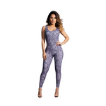 Carica immagine nella Galleria, NOA Python - Jumpsuit in Microfibra Traspirante Bielastica Modellante Contenitivo containment Disegno Pitonato Grigio inserto minirete Bielastica disegno Laserato Pitonato Grigio come tessuto
