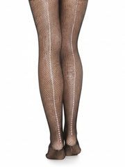 Carica immagine nella Galleria, LOREN - Collant Professionali in Rete a micronodi massaggianti e modellanti con Piede e Fila di Swarovski Boreali zona posteriore coscia e polpaccio