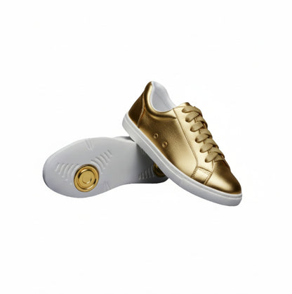 Sneaker ecopelle oro light ATACA Gioele Vortex con suola bianca in gomma e resina, design confort e dettagli oro pivot.