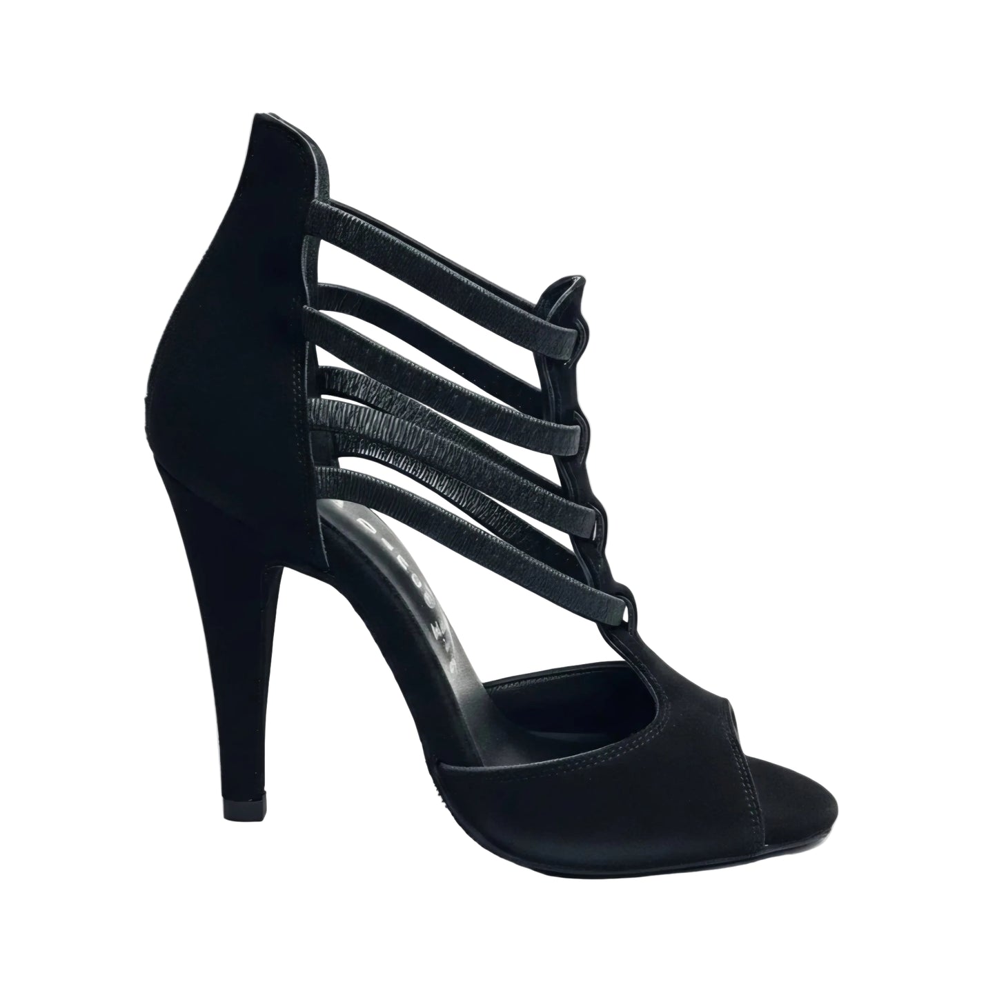 Sandalo da donna Lilith (460) in camoscio nero con tacco alto a spillo largo, Wish Dance Shop.
