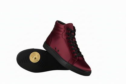 Sneaker GERO Tiger Black Gold Vortex Wish Dance, scarpa alta vegana con design tigre del Bengala, suola in gomma nera e dettagli oro