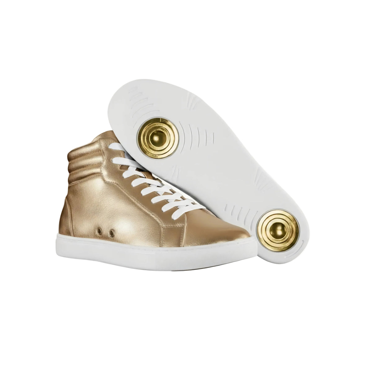 Sneaker GERO Noah Gold Vortex Wish Dance Shop, scarpa alta in ecopelle dorata, suola bianca in gomma e resina, design elegante