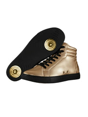 Carica immagine nella Galleria, GERO Gold Black Vortex (L0703FCE) - Sneaker Collo Alto Ecopelle Totale Oro materiale Vegan confort Light Flex Suola Nera in Gommina e Resina Tecnica Cerchi Oro Pivot