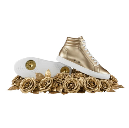 Sneaker GERO Noah Gold Vortex Wish Dance Shop, collo alto, ecopelle oro, suola bianca in gomma, design elegante e confortevole