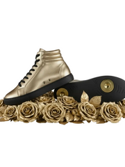 Carica immagine nella Galleria, GERO Gold Black Vortex (L0703FCE) - Sneaker Collo Alto Ecopelle Totale Oro materiale Vegan confort Light Flex Suola Nera in Gommina e Resina Tecnica Cerchi Oro Pivot